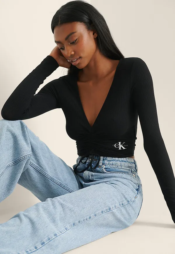 Calvin Klein Topp Med Dragskodetalj - Black