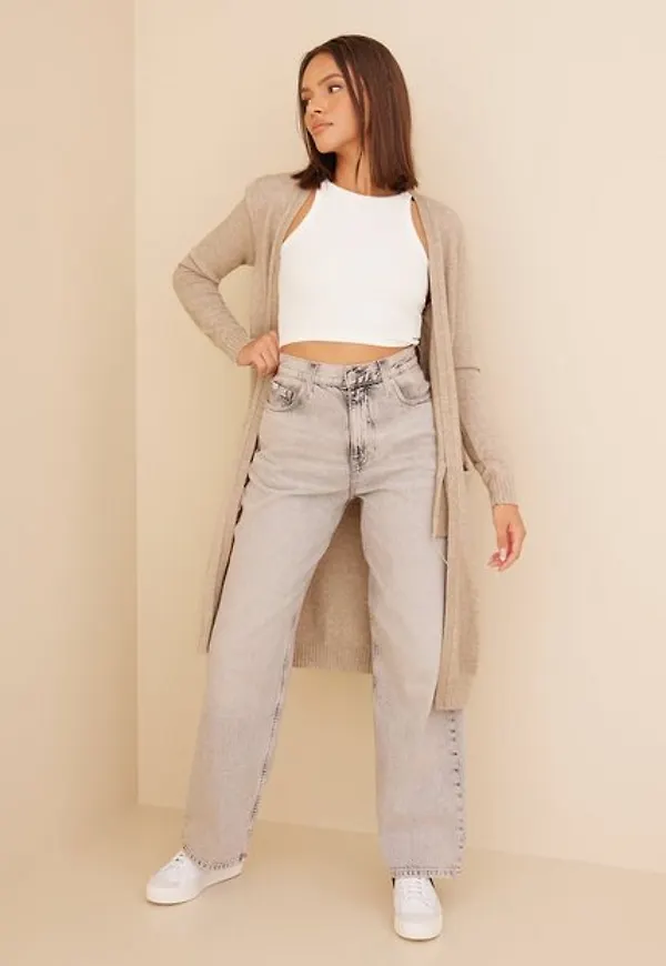 Vila Viril Long L/S Knit Cardigan - Noo Cardigans Natural