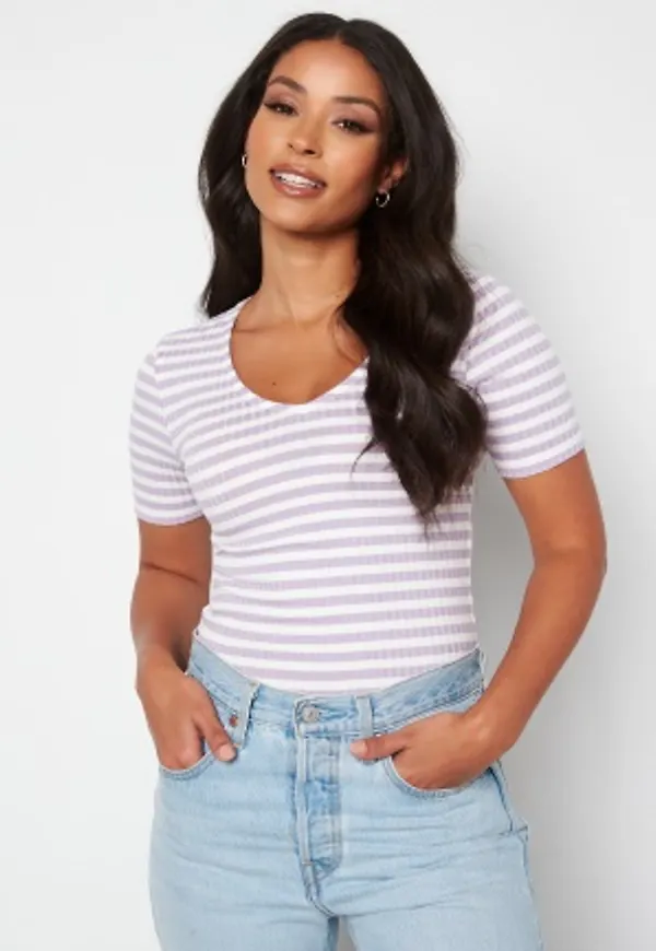 JDY Fransiska S/S Stripe Top Lavender Frost Strip L