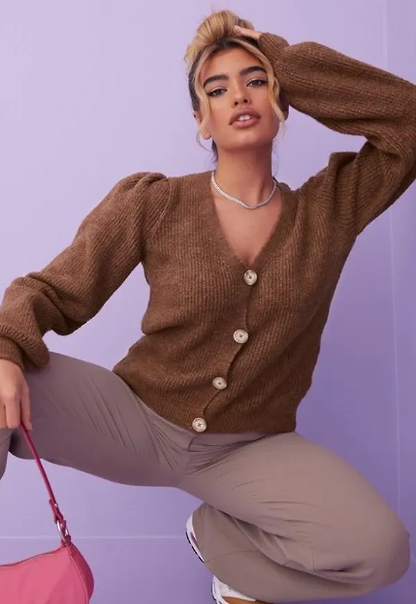 Noisy May Nmson L/S V-Neck Knit Cardigan Noos Stickade tröjor Beaver Fur
