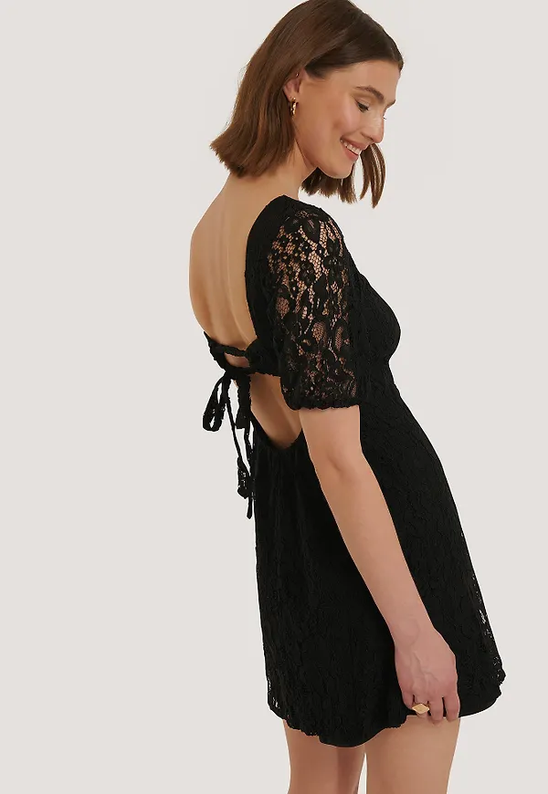 NA-KD Boho Klänning Med Öppen Rygg - Black