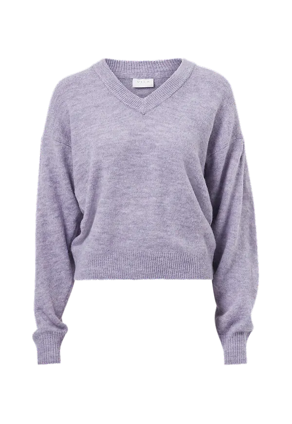 Vila - Tröja viNamsi L/S V-neck Knit Top - Lila