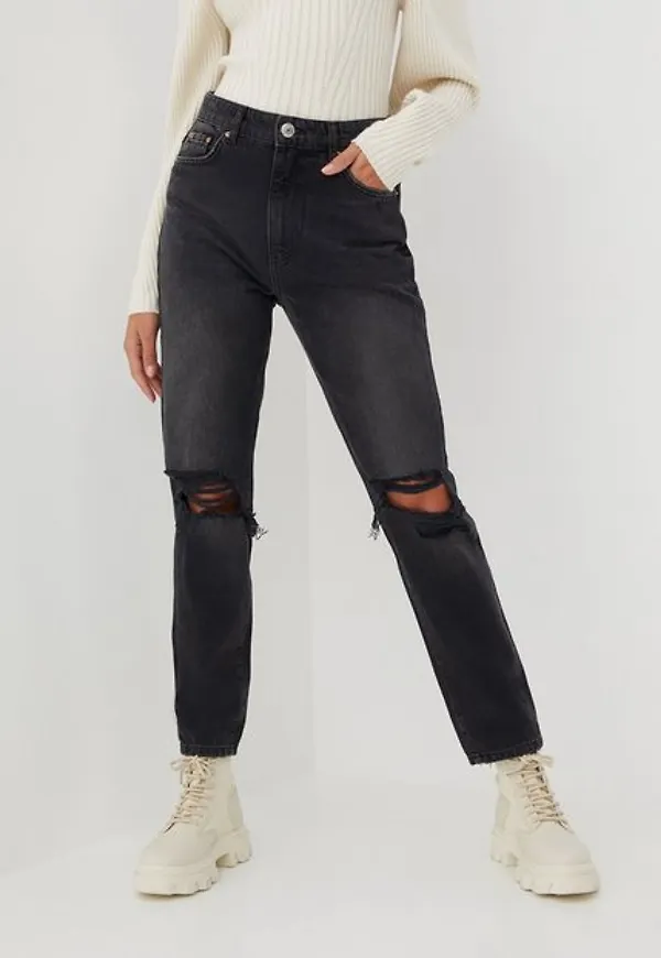 Gina Tricot Dagny Mom Jeans Slim Black Grey