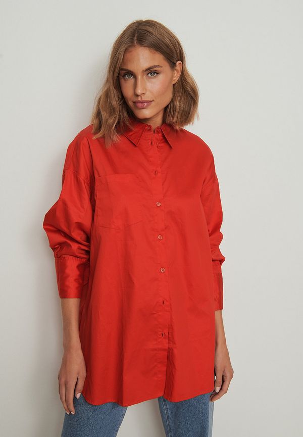 NA-KD Classic Oversize skjorta med ficka - Red