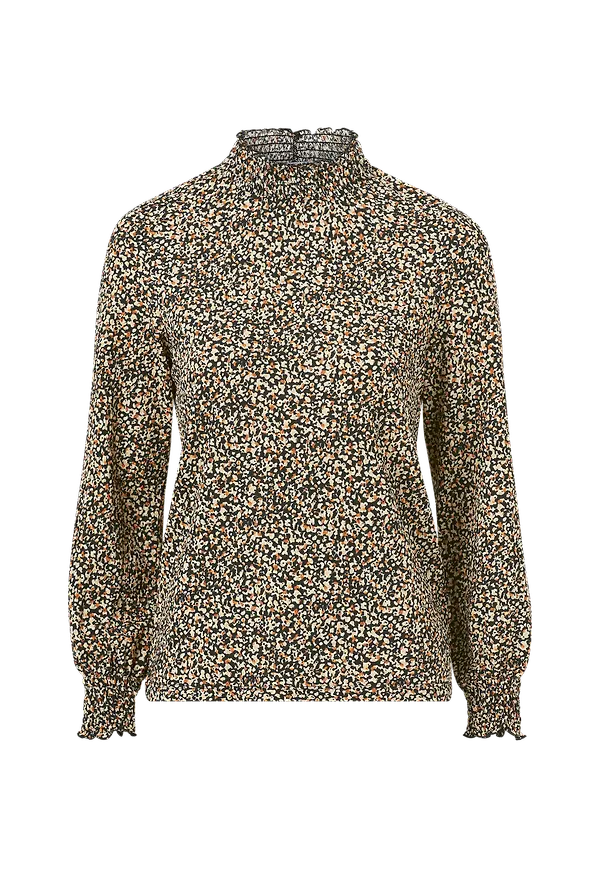 Only - Blus onlZille Naya L/S Smock Top - Svart