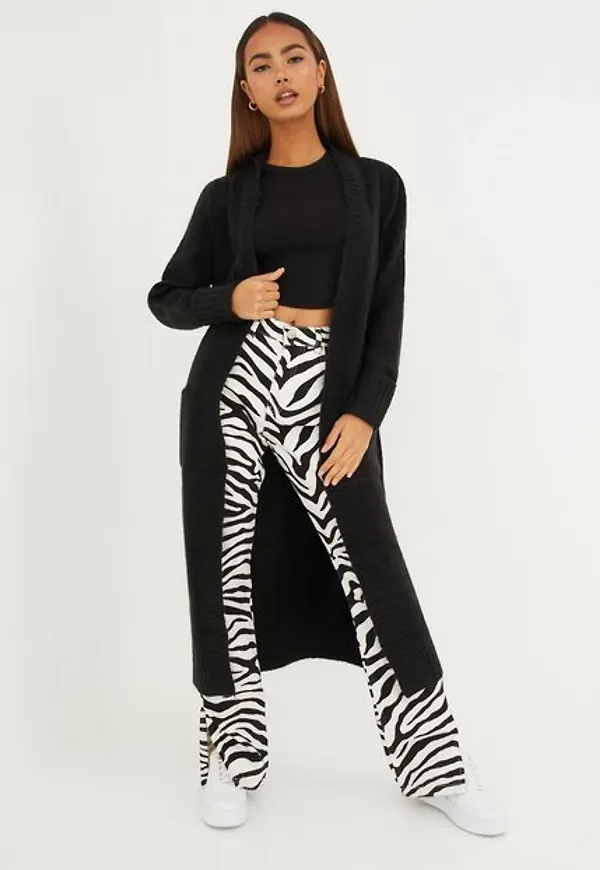 Only Onlnatali L/S Open Maxi Cardigan Kn Cardigans Black