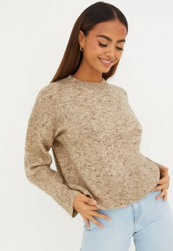 Only Onlveneda L/S O-Neck Pullover Knt Stickade tröjor Pumice Stone W. Melange