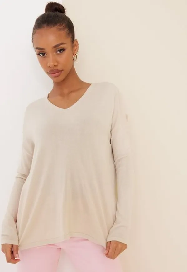 Only Onlamalia L/S V-Neck Pullover Knt Stickade tröjor Pumice Stone