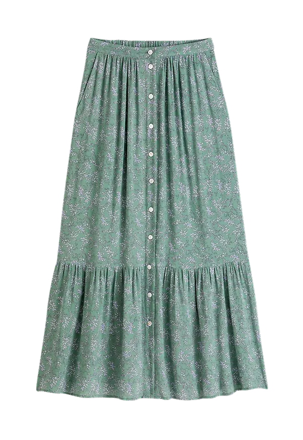 La Redoute - Lång, utställd kjol med knäppning - Grön