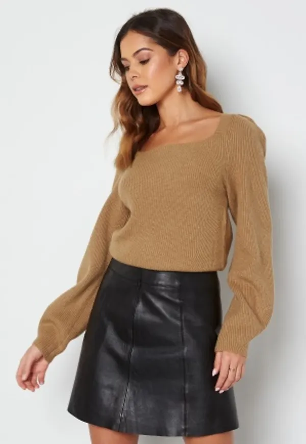 VILA Ril L/S Detail Knit Top Tigers Eye M