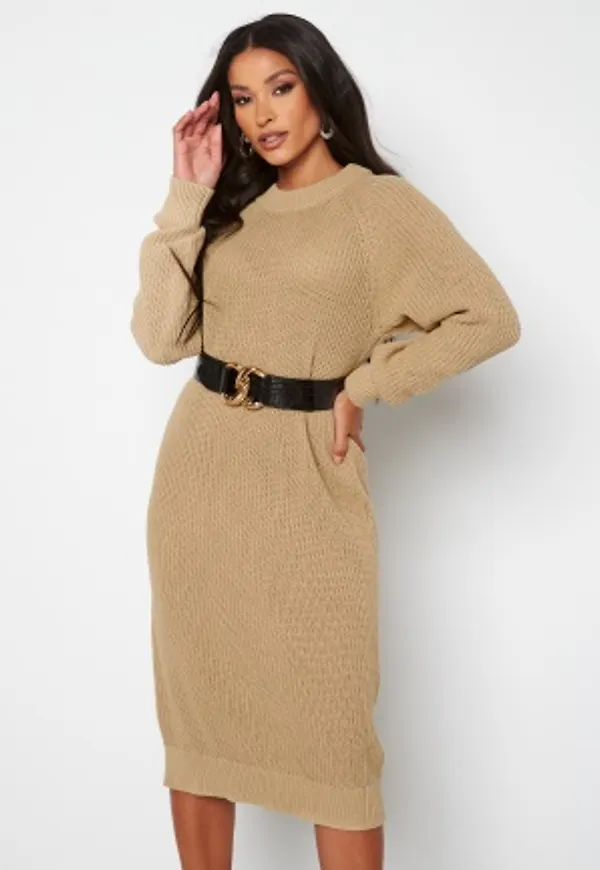 Pieces Olivia LS O-Neck Knit Dress White Pepper L