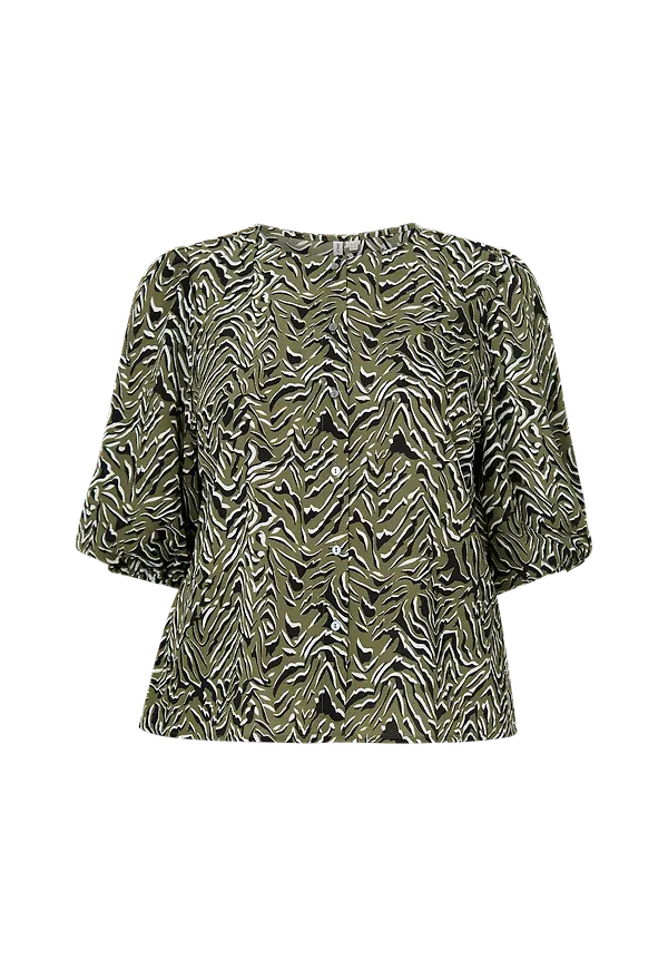 Only Carmakoma - Blus carLuxcille 3/4 Puff Shirt Aop - Grön