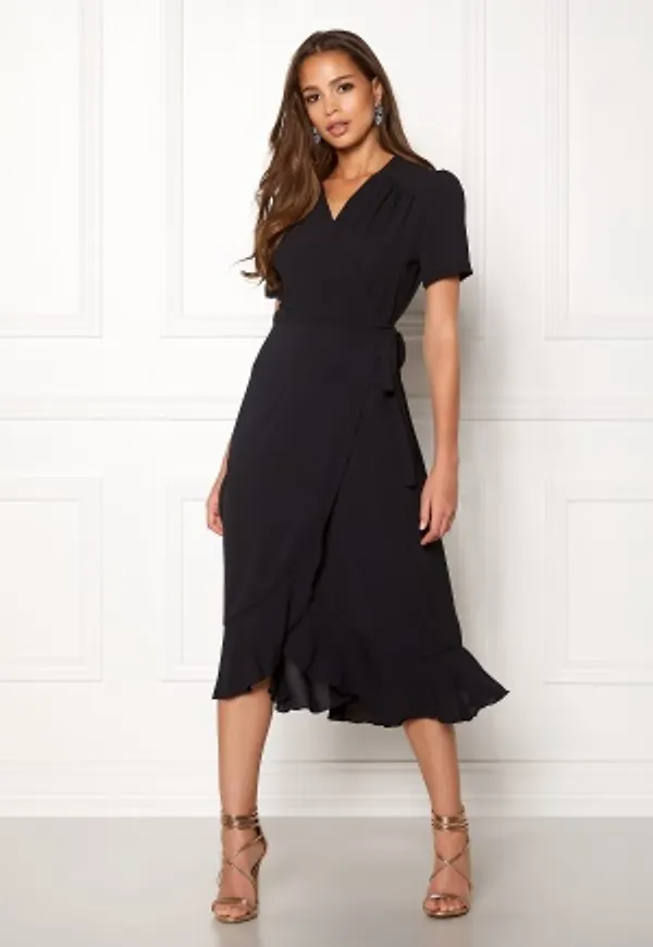 John Zack Short Sleeve Wrap Dress Black XXL (UK18)