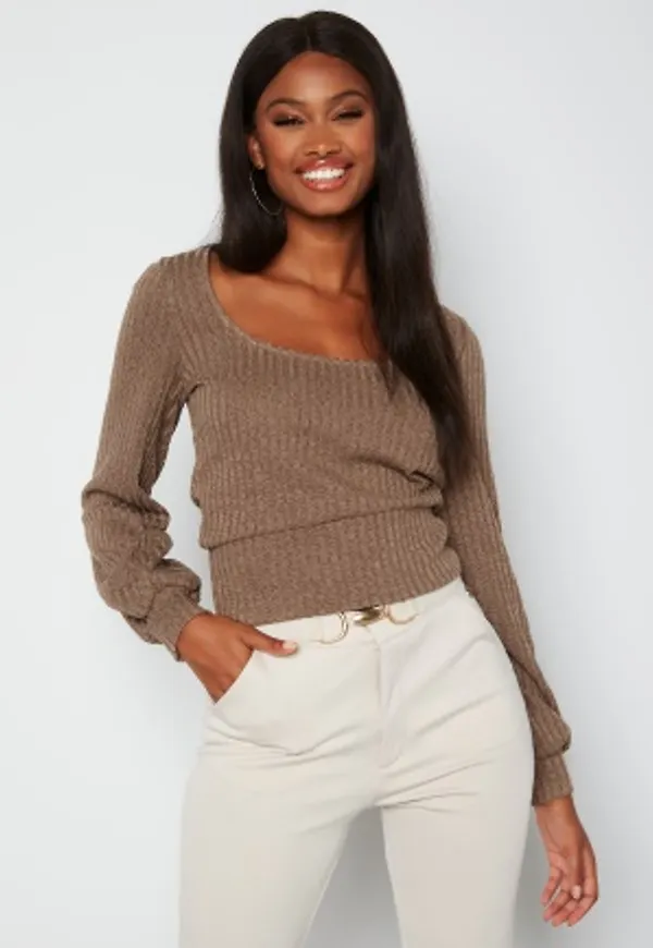 Chiara Forthi Gianna puff sleeve top Brown melange L