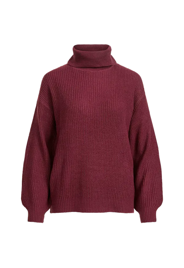 Vila - Polotröja viLou L/S Rollneck Knit Top - Röd