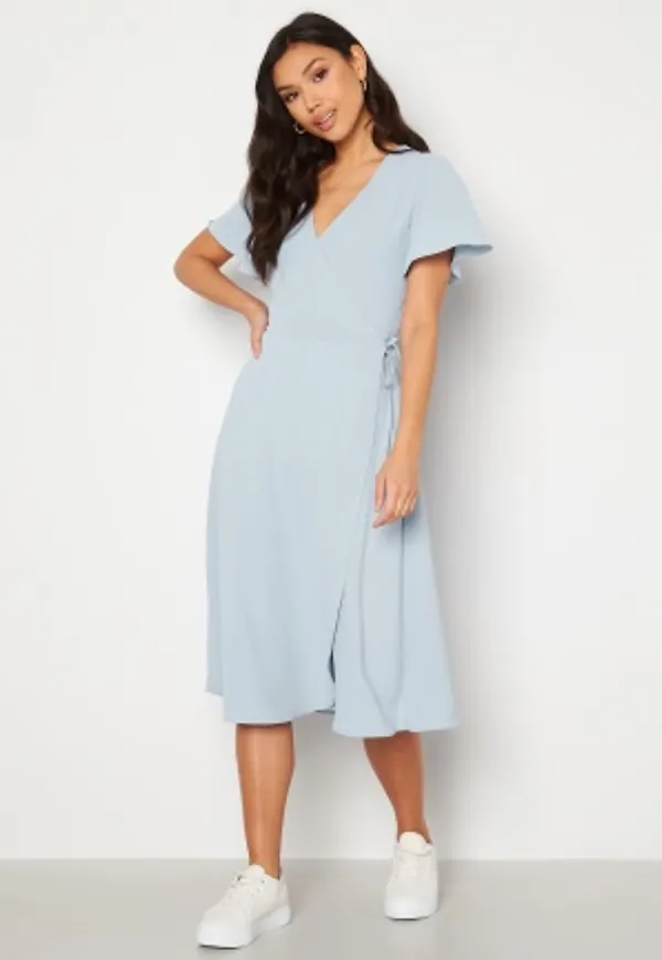 VILA Lovie S/S Wrap Midi Dress Kentucky Blue 34