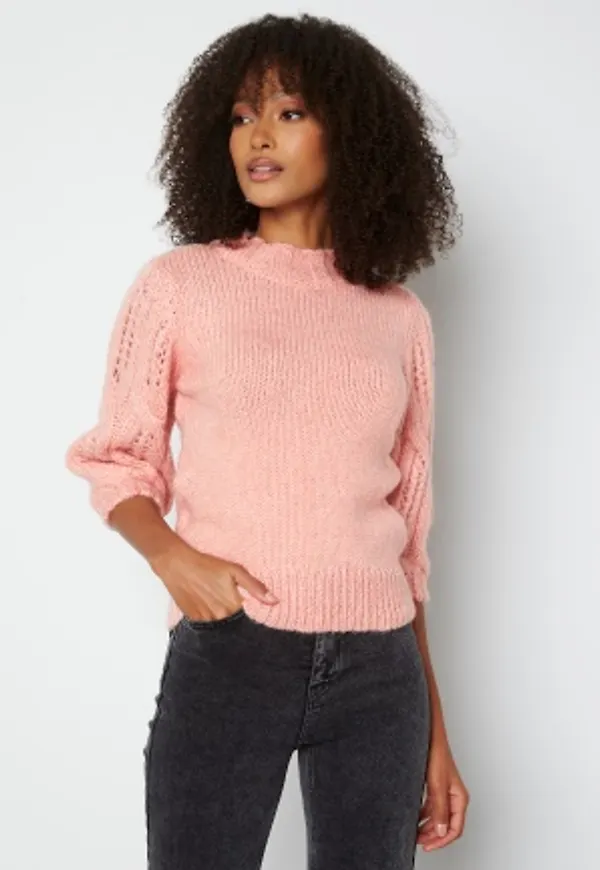 ONLY Sussie Wool 3/4 Highneck Pullover Silver Pink XS