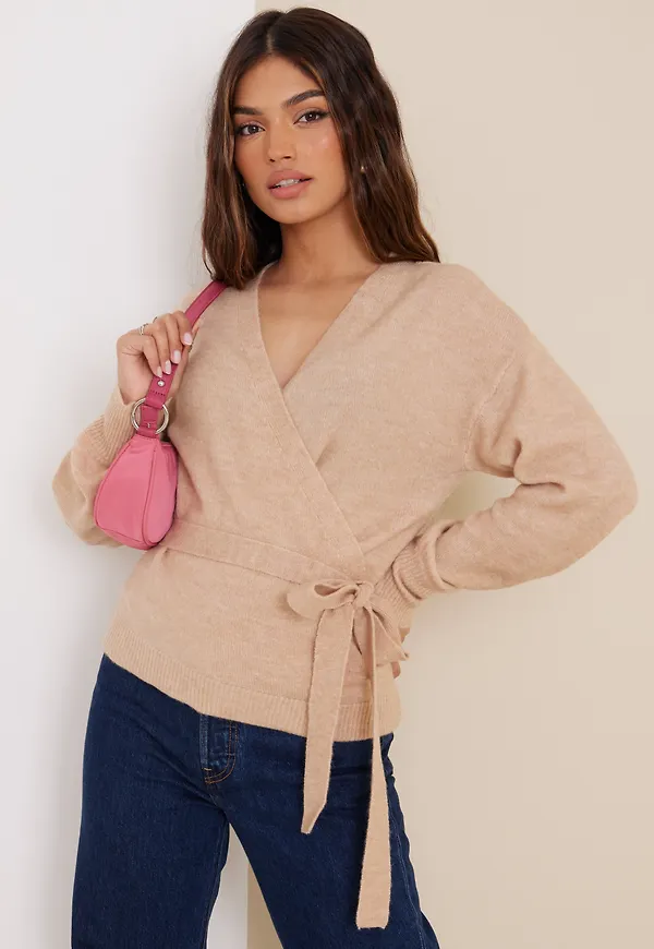 Y.A.S - Stickade tröjor - Yaspicotee Ls Knit Wrap Top - Ca - Tröjor - Knitted sweaters