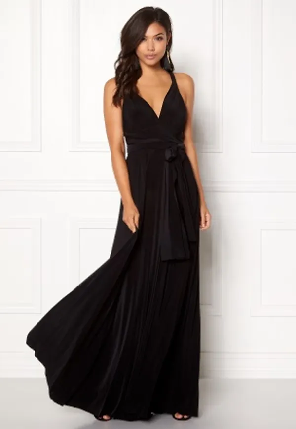 Goddiva Multi Tie Maxi Dress Black L (UK14)