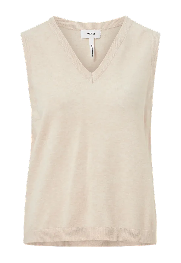 Object - Väst objThess S/L Knit Waistcoat - Grå