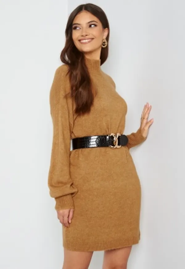 VERO MODA Lefile LS Highneck Dress Tobacco Brown XS