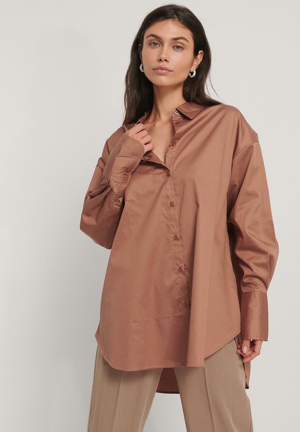 NA-KD Classic Oversize skjorta med ficka - Brown