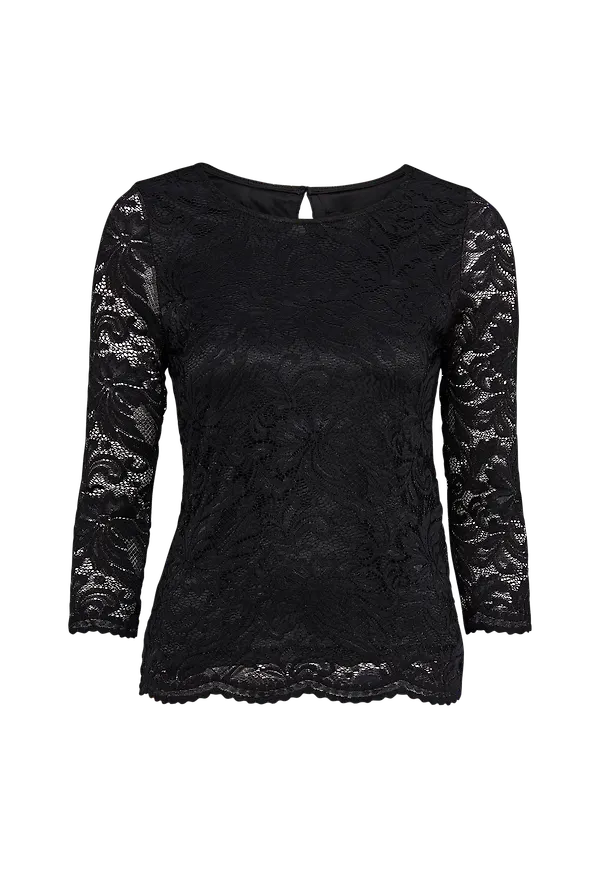 Vero Moda - Spetstopp vmSandra 3/4 Lace Top - Svart