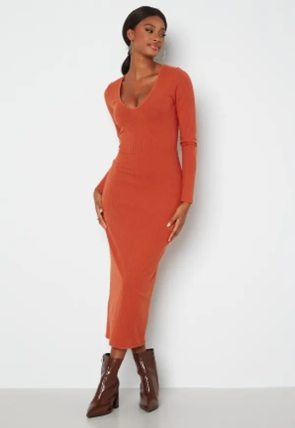 BUBBLEROOM Majda long sleeve dress Rust L