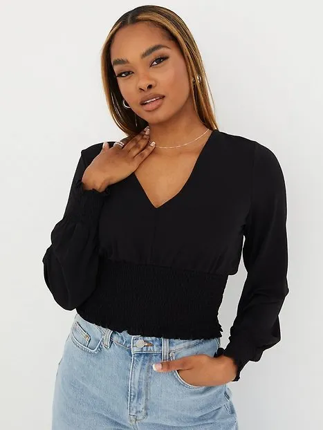 Vero Moda Vmalberta L/S V-Neck Smock Top SB1 Toppar