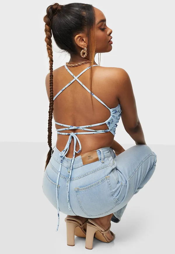 NLY One - Crop tops - Lacing Back Print Top - Toppar