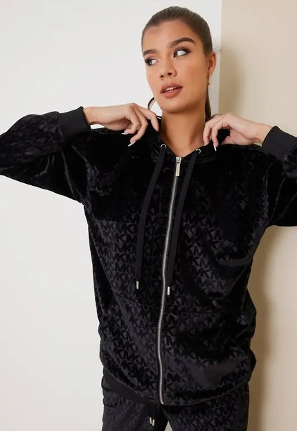 Michael Michael Kors Logo Velour Classic Zip Hoodies