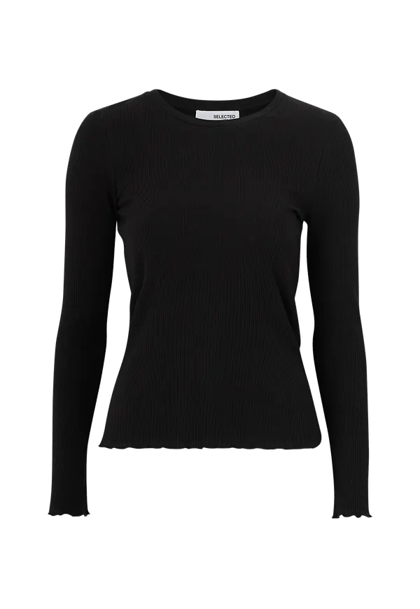 Selected FEMME - Topp slf Anna LS Crew Neck Tee - Svart
