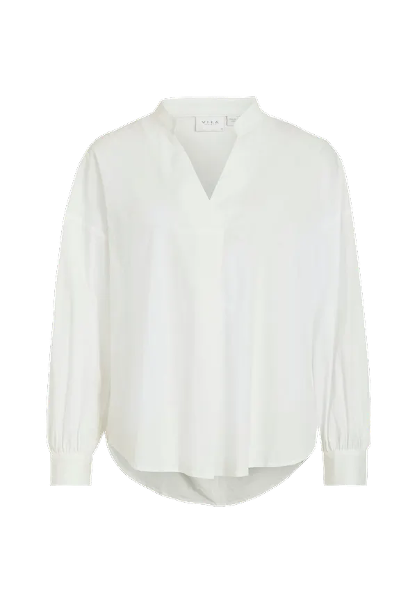 Vila - Topp viGima V-neck L/S Top - Vit