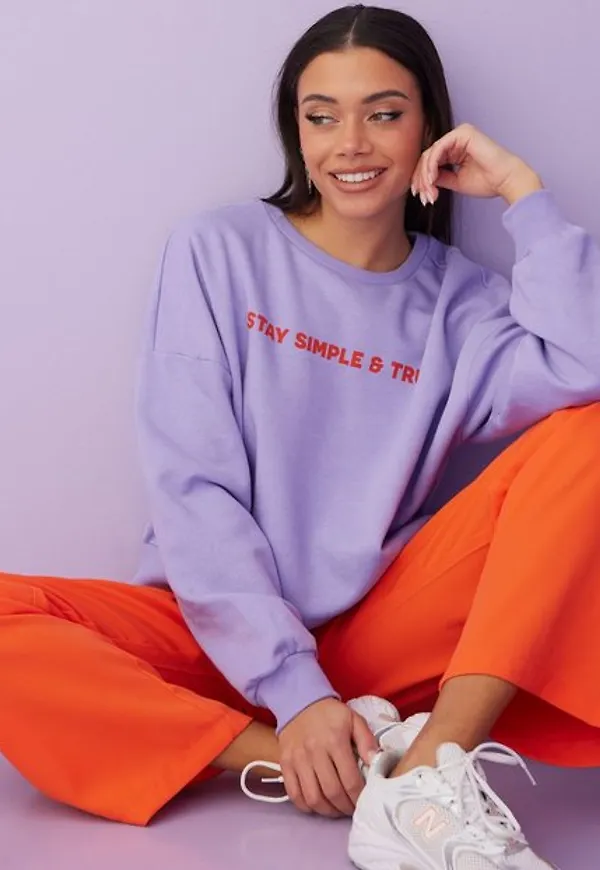Jacqueline de Yong Jdyparson Life L/S Print Sweat Jrs Sweatshirts Lavender Stay True Front Print