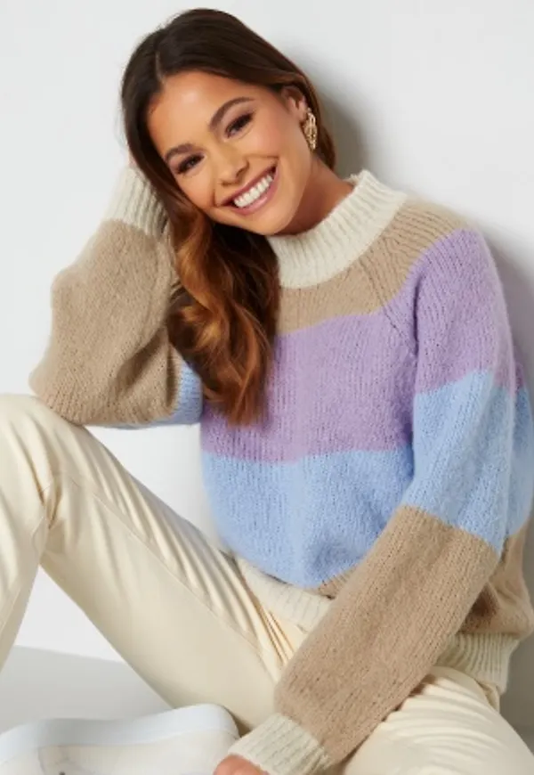 Pieces Oline LS O-Neck Knit Warm Sand XL