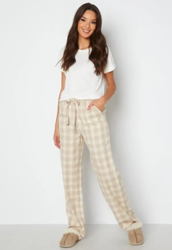 BUBBLEROOM Naya flannel pants Beige / White / Checked 42