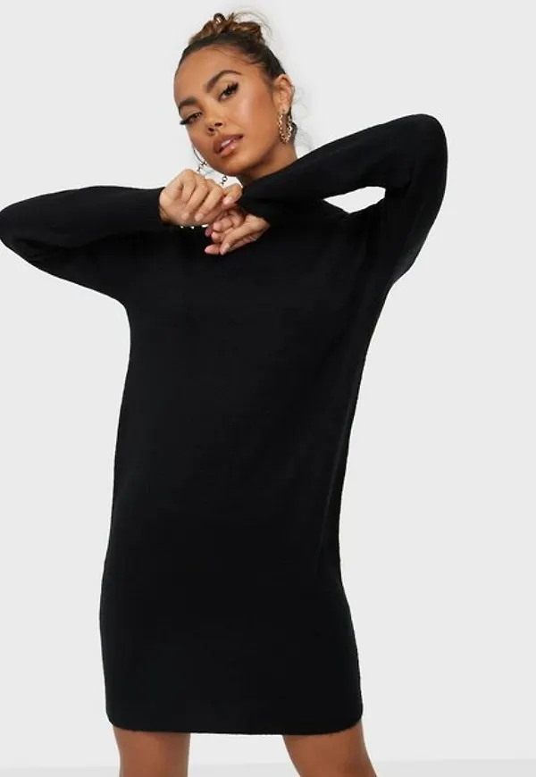 Pieces Pcchapa Ls O-Neck Knit Dress Noos Stickade klänningar Black