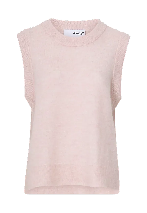 Selected FEMME - Väst slfLulu Knit Vest O-neck - Rosa
