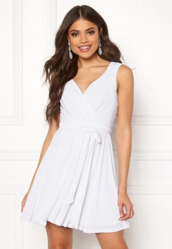 Goddiva Cross Over Skater Dress White XXS (UK6)