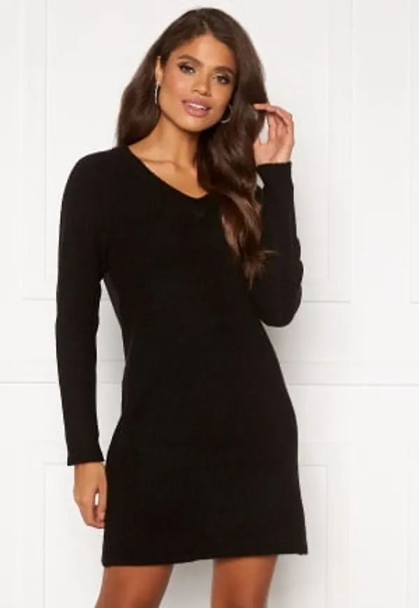 Pieces Ellen V-neck Knit Dress Black S