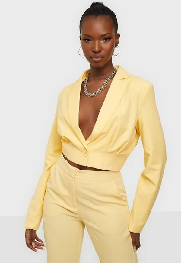 NLY Trend Easy Cropped Blazer Jackor Ljus Gul