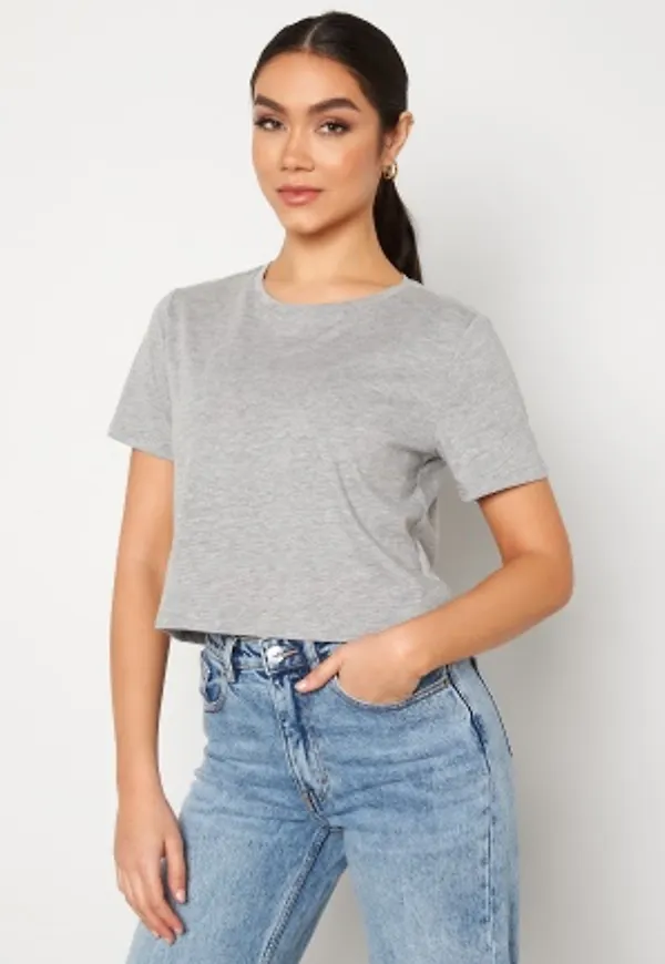 Pieces Crina SS Crop Top 2-Pack Light Grey Melange XL