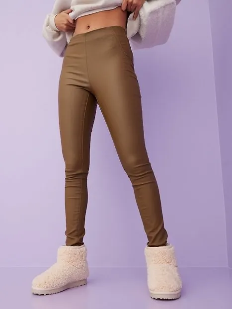 Object Collectors Item Objbelle Mw Coated Leggings Noos Skinn Sepia