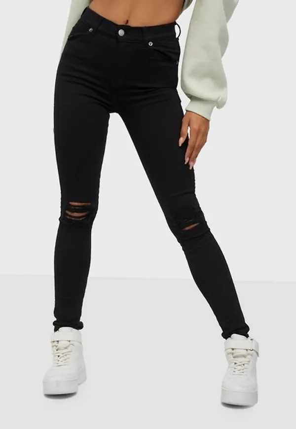 Dr Denim Lexy Black Ripped Knees Slim