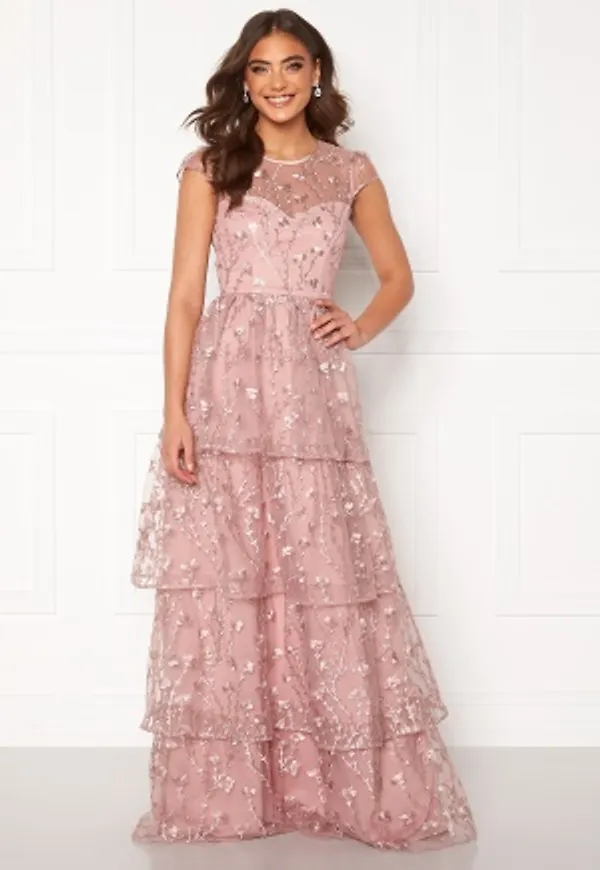 Alexandra Nilsson X Bubbleroom Flounced gown Dark heather pink 34
