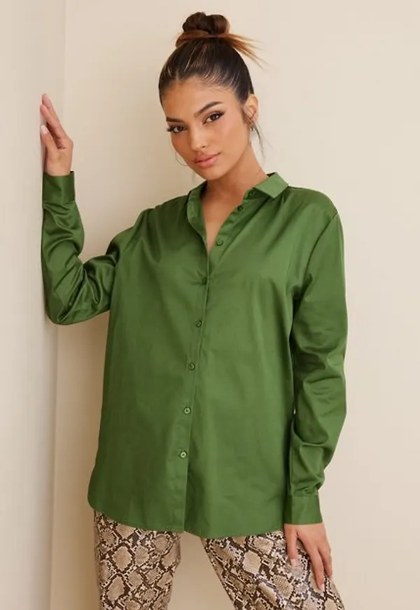 Object Collectors Item Objroxa L/S Loose Shirt Noos Skjortor Artichoke Green Col