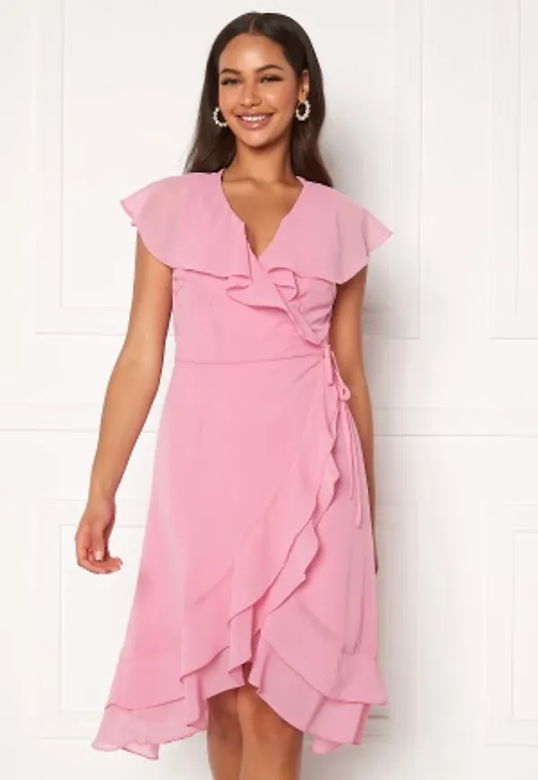 VERO MODA Maya Wrap Frill Dress Rosebloom XS