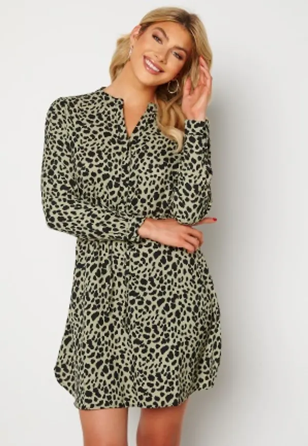 ONLY Cory L/S V-Neck Tunic WVN Seagrass/Animal XS