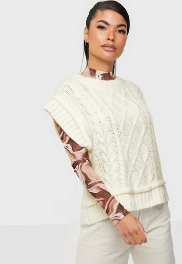 Neo Noir Malley Cable Knit Waistco Stickade västar