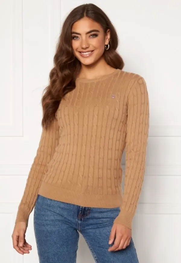 GANT Stretch Cotton Cable Crew 213 Warm Khaki L